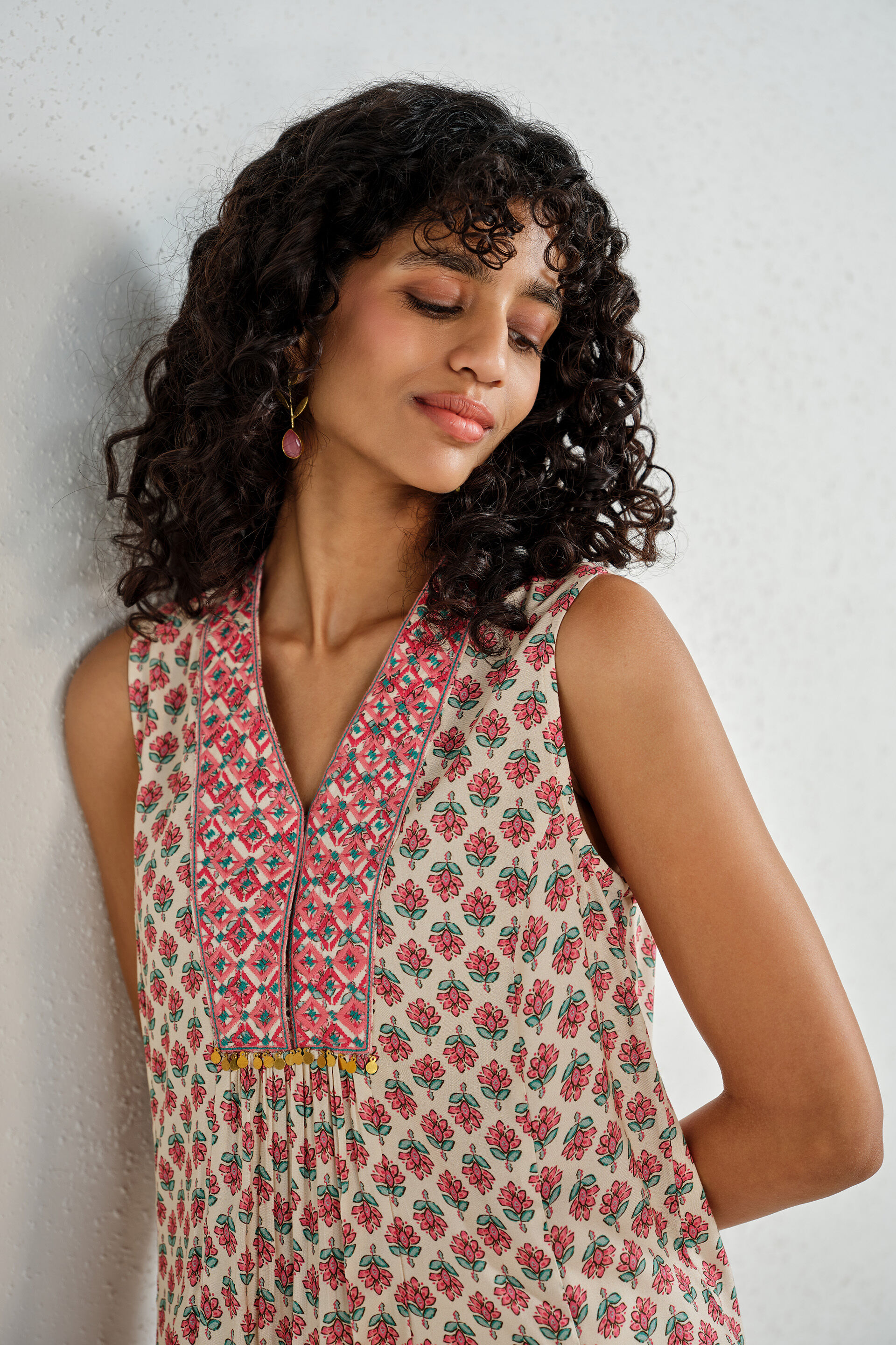 Pleated Pink Kurta, Off White, image 3